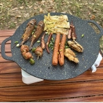Baking Tray Non-stick BBQ Grill Pan Multi-purpose Induction Cooker Round for Outdoor Camping Kitchen Bakeware Household Tools