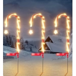Solar candy Cane lights Christmas Yard lights Outdoor waterproof led Garden View Festive decor Ambiance Lawn lights
