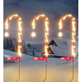 Solar candy Cane lights Christmas Yard lights Outdoor waterproof led Garden View Festive decor Ambiance Lawn lights
