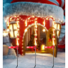 Solar candy Cane lights Christmas Yard lights Outdoor waterproof led Garden View Festive decor Ambiance Lawn lights